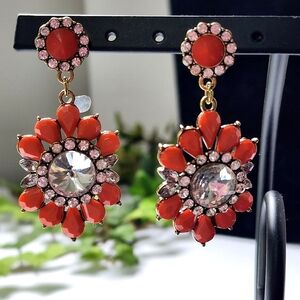 Justin & Taylor Orange and Crystal Statement Earrings
